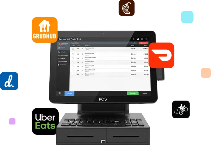 A tabit POS screen with popular third party delivery apps like Doordash and Ubereats