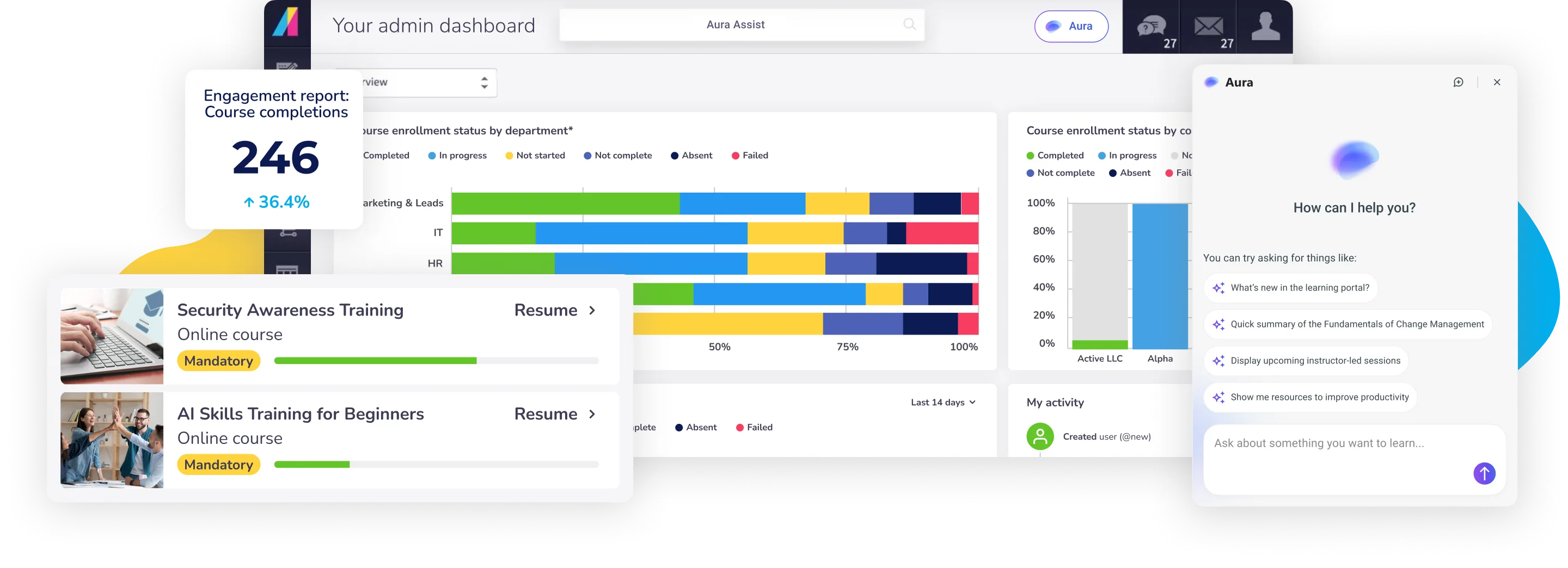 user interface of Absorb LMS
