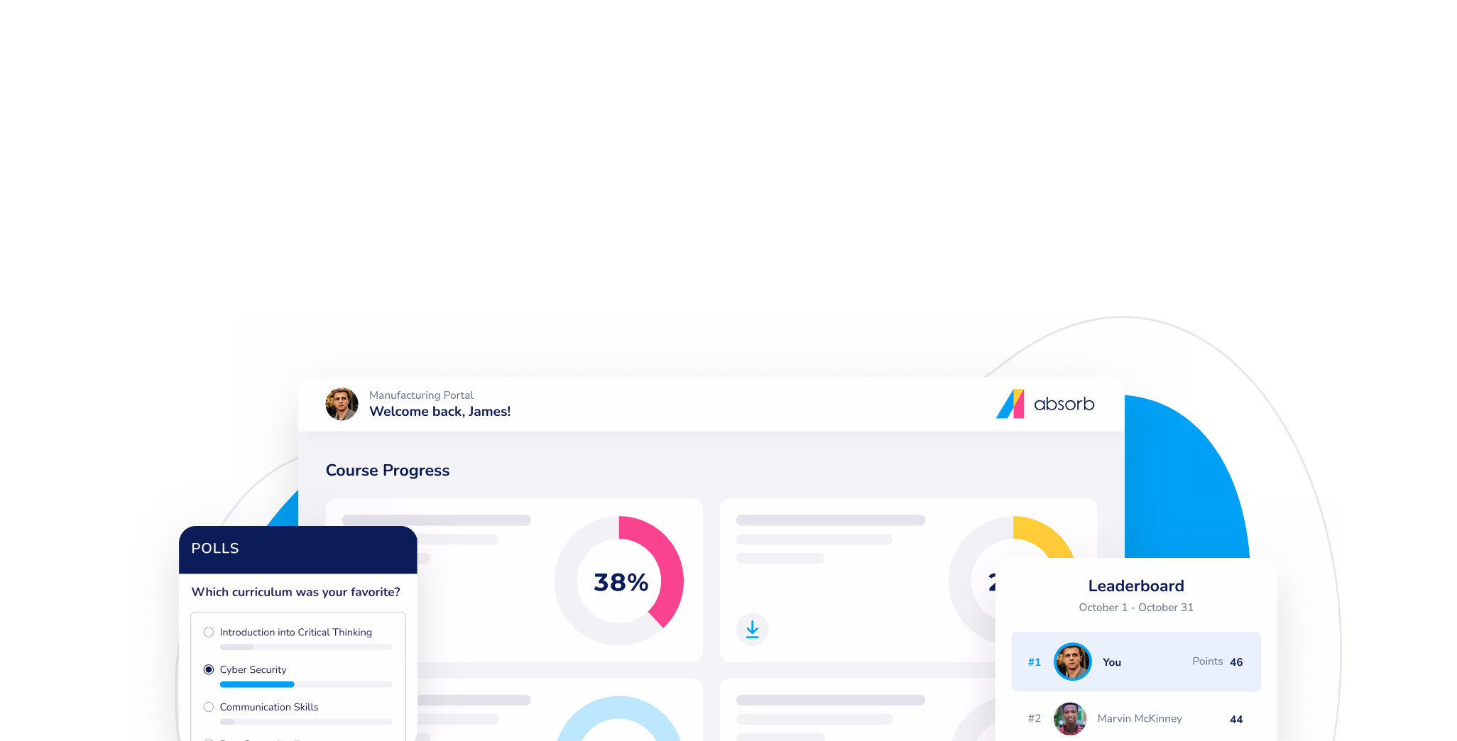 user interface showing Absorb LMS upskilling features
