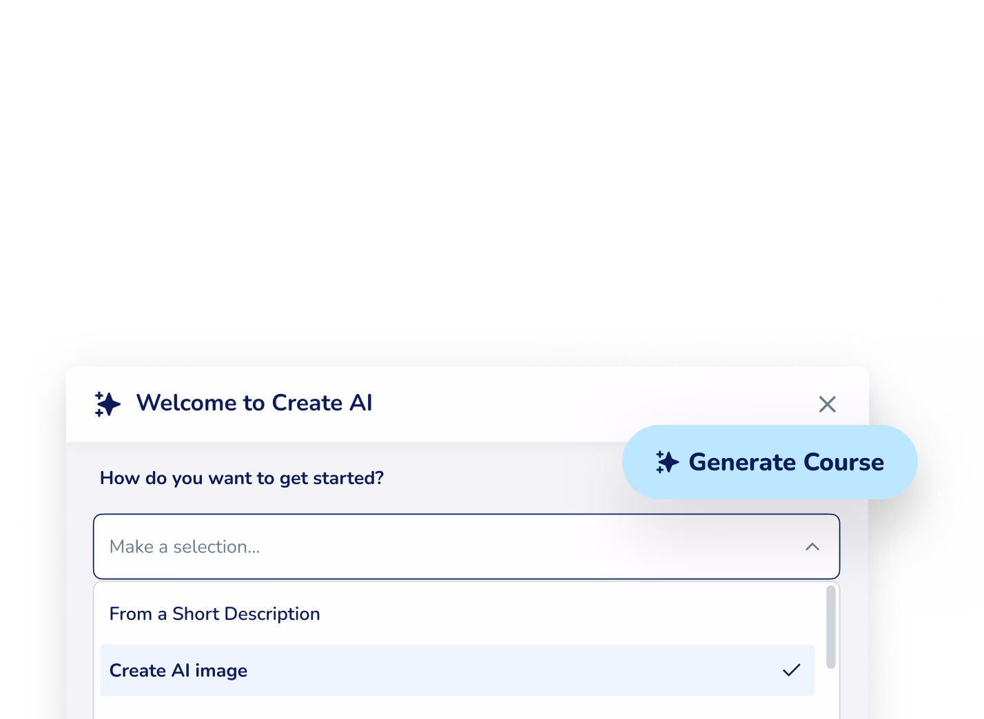 user interface of Absorb Create