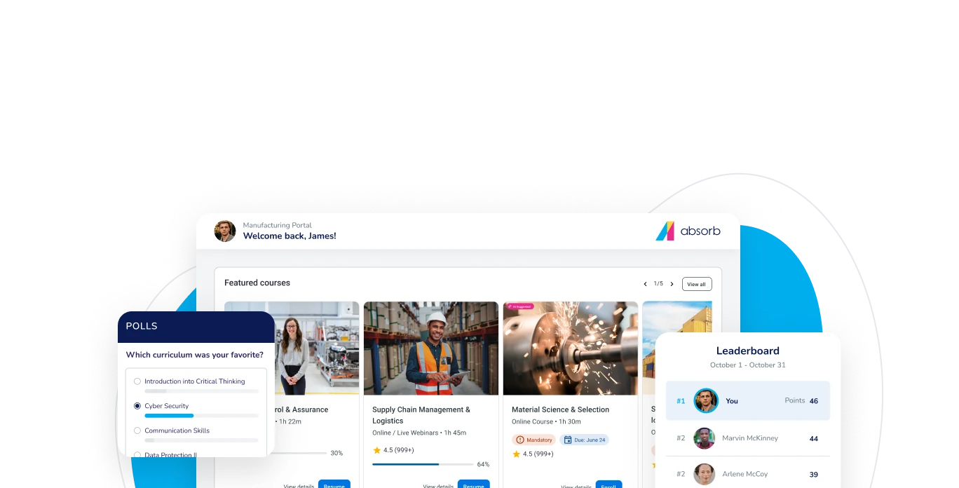 user interface showing Absorb LMS upskilling features