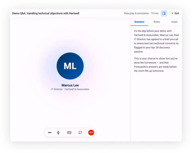 Demo Q&A: Handling technical objections with Hartwell — role-play simulation with Marcus Lee, IT Director, Hartwell & Associates