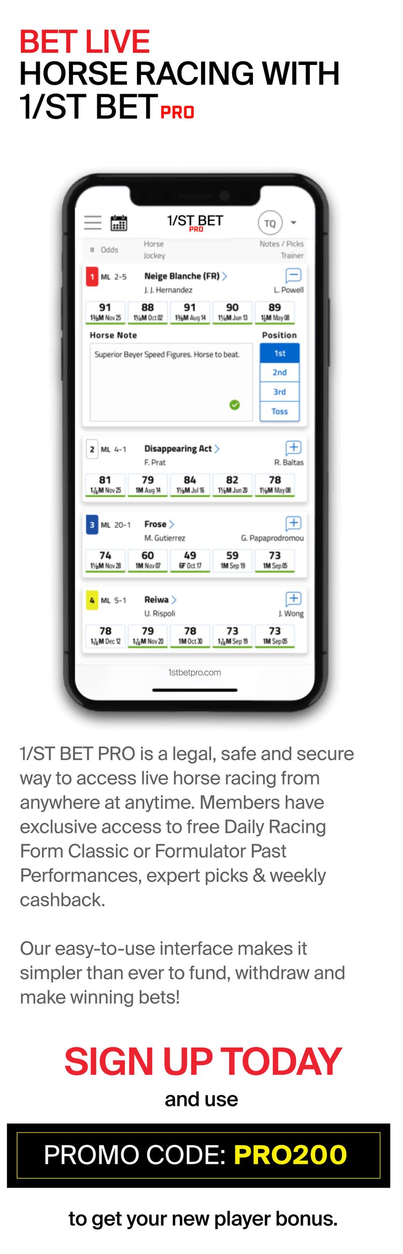 1/ST BET PRO | Sign Up Bonus