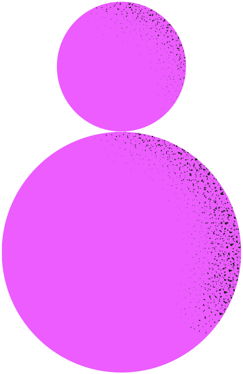 Two pink circles reminiscent of a snowman
