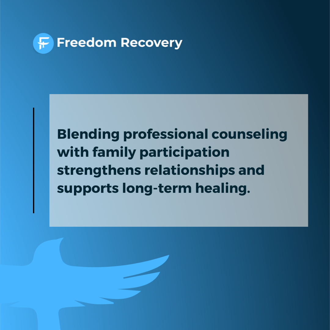 A graphic image stating the importance of family participation in drug rehab Idaho