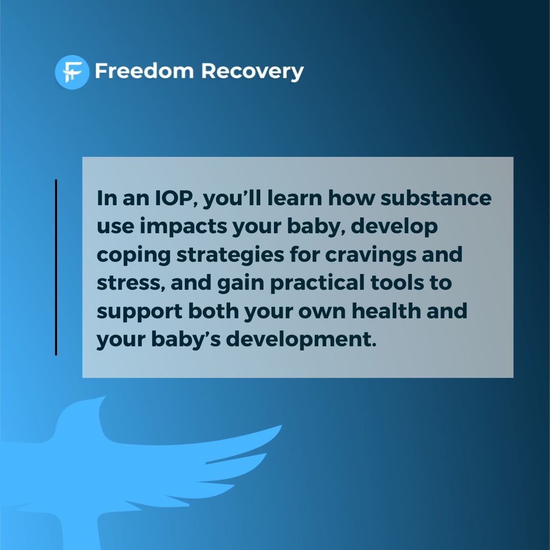 A graphic image how pregnant women struggling with substance use can benefit from an IOP in Idaho