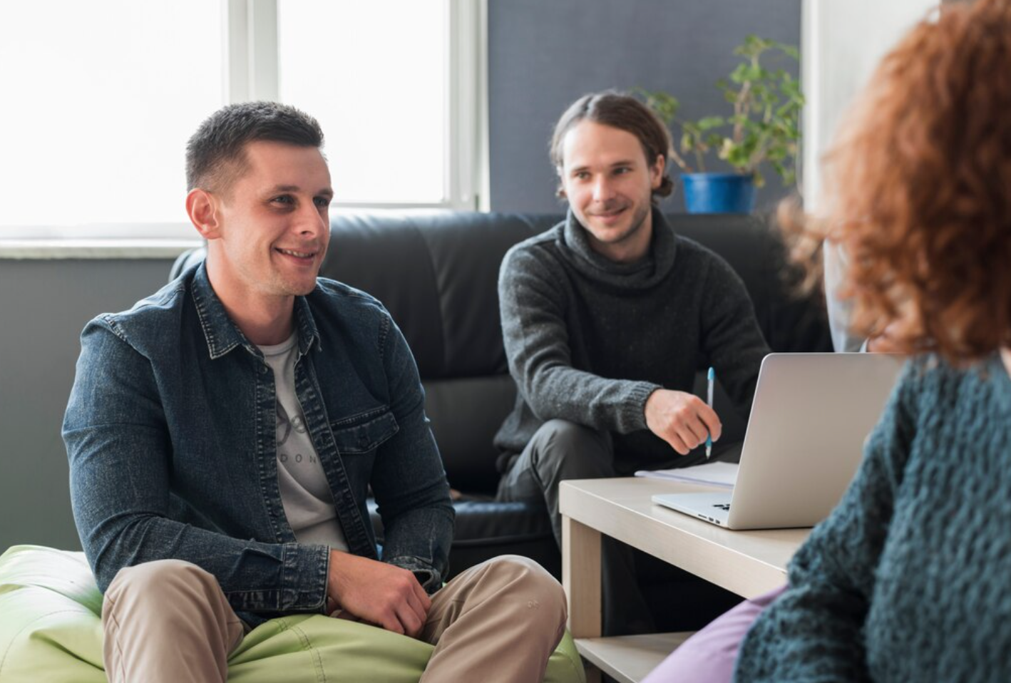 Three people discussing how to successfully complete an inpatient rehab despite experiencing challenges