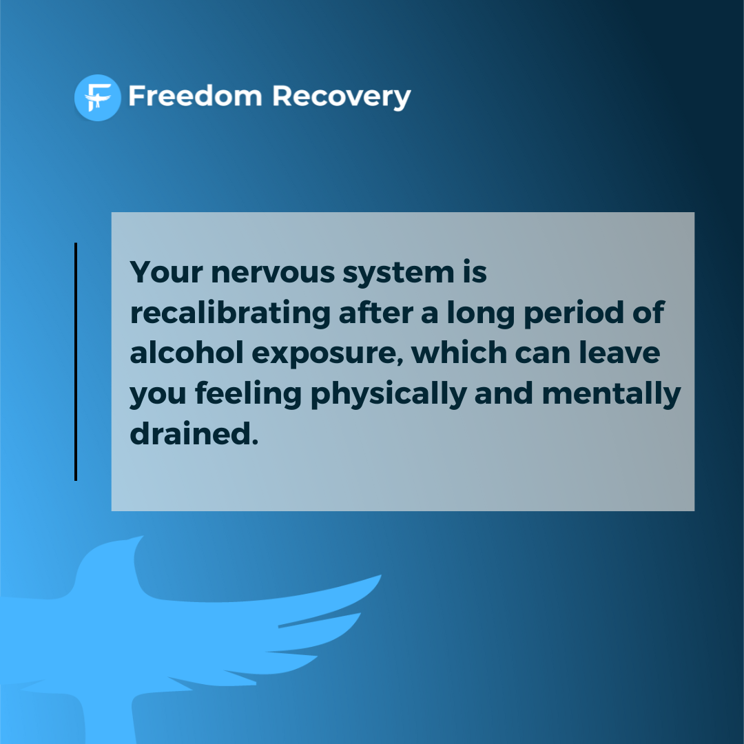 A graphic image from an alcohol rehab Idaho provider, talking about why people quitting alcohol usually experience fatigue