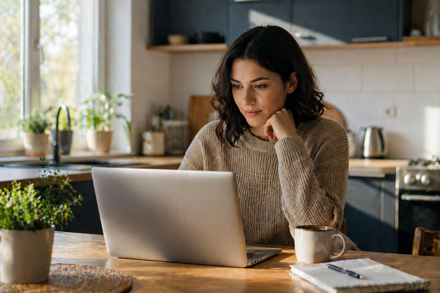 Woman reviewing insurance and treatment information online before starting addiction recovery care