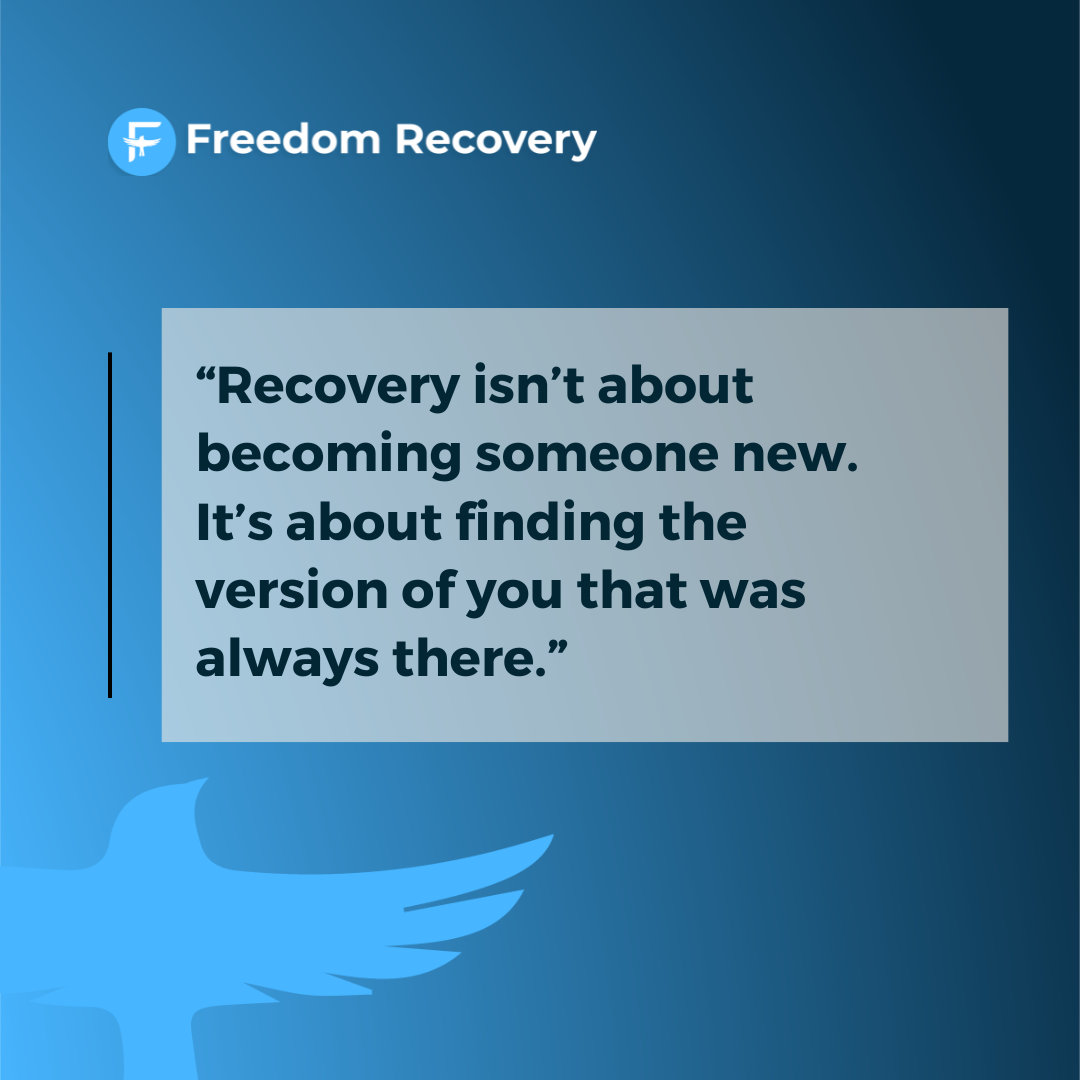 Graphic image conveying that recovery is about reconnecting with your authentic self and healing through supportive, compassionate alcohol rehab Idaho care