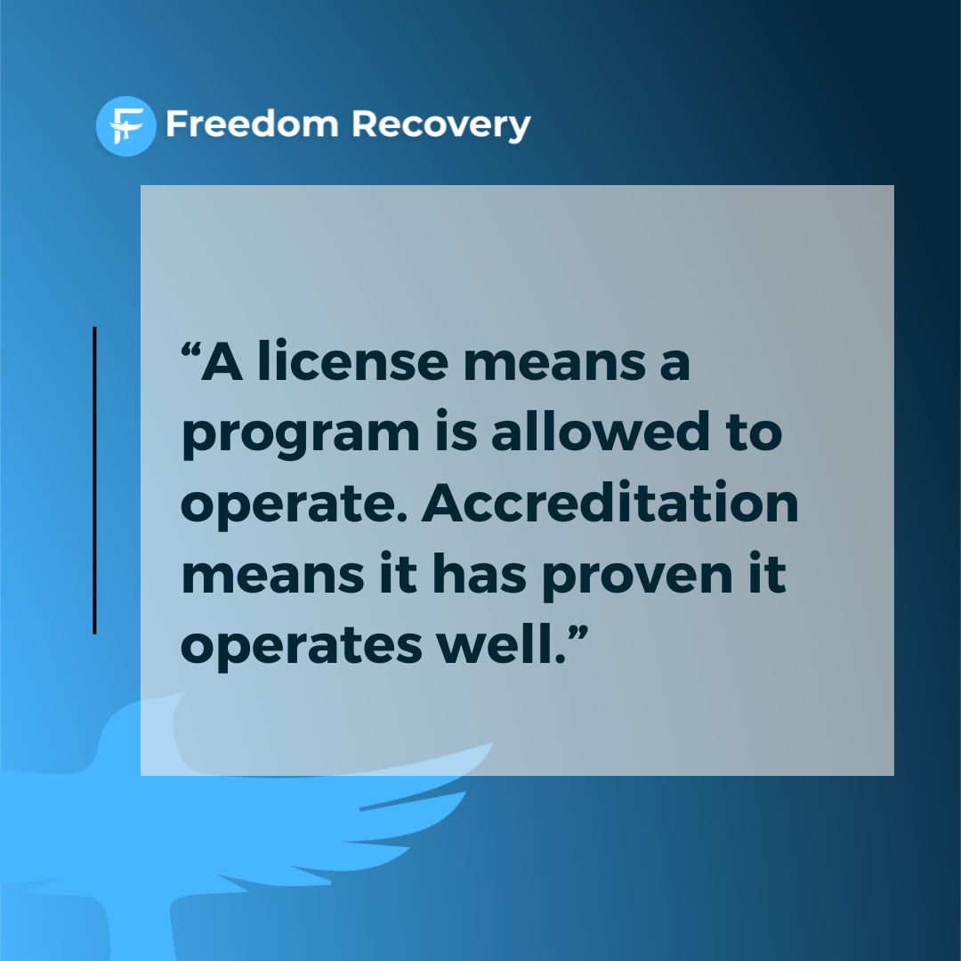 Graphic explaining that drug rehab Idaho accreditation reflects proven treatment quality, accountability, and standards that go beyond basic licensing requirements