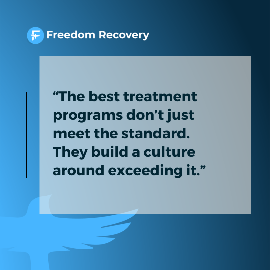 Graphic emphasizing that leading drug rehab Idaho programs create a culture of clinical excellence, continuous improvement, and care that exceeds minimum standards