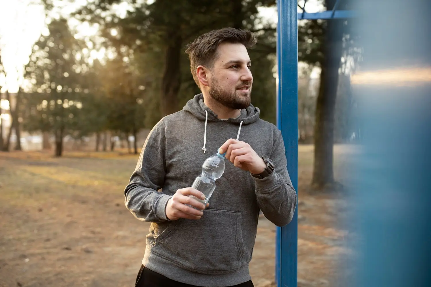 Man staying active outdoors as part of a healthy sober lifestyle
