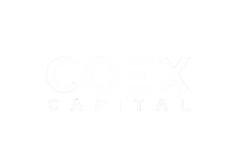 COEX Capital logo with bold white letters on a dark green background.