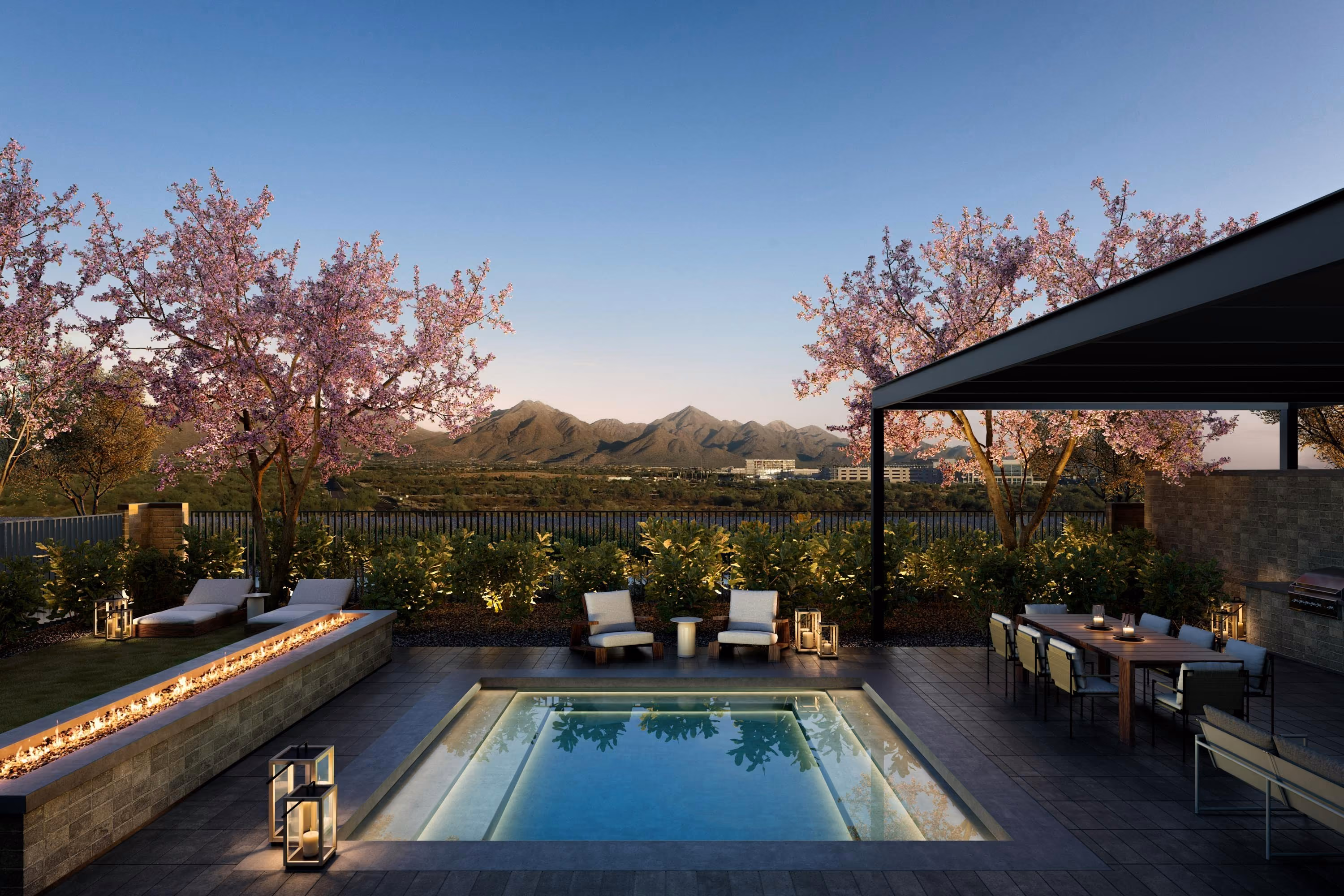 Spa and outdoor living area at a Scottsdale home managed by Sway