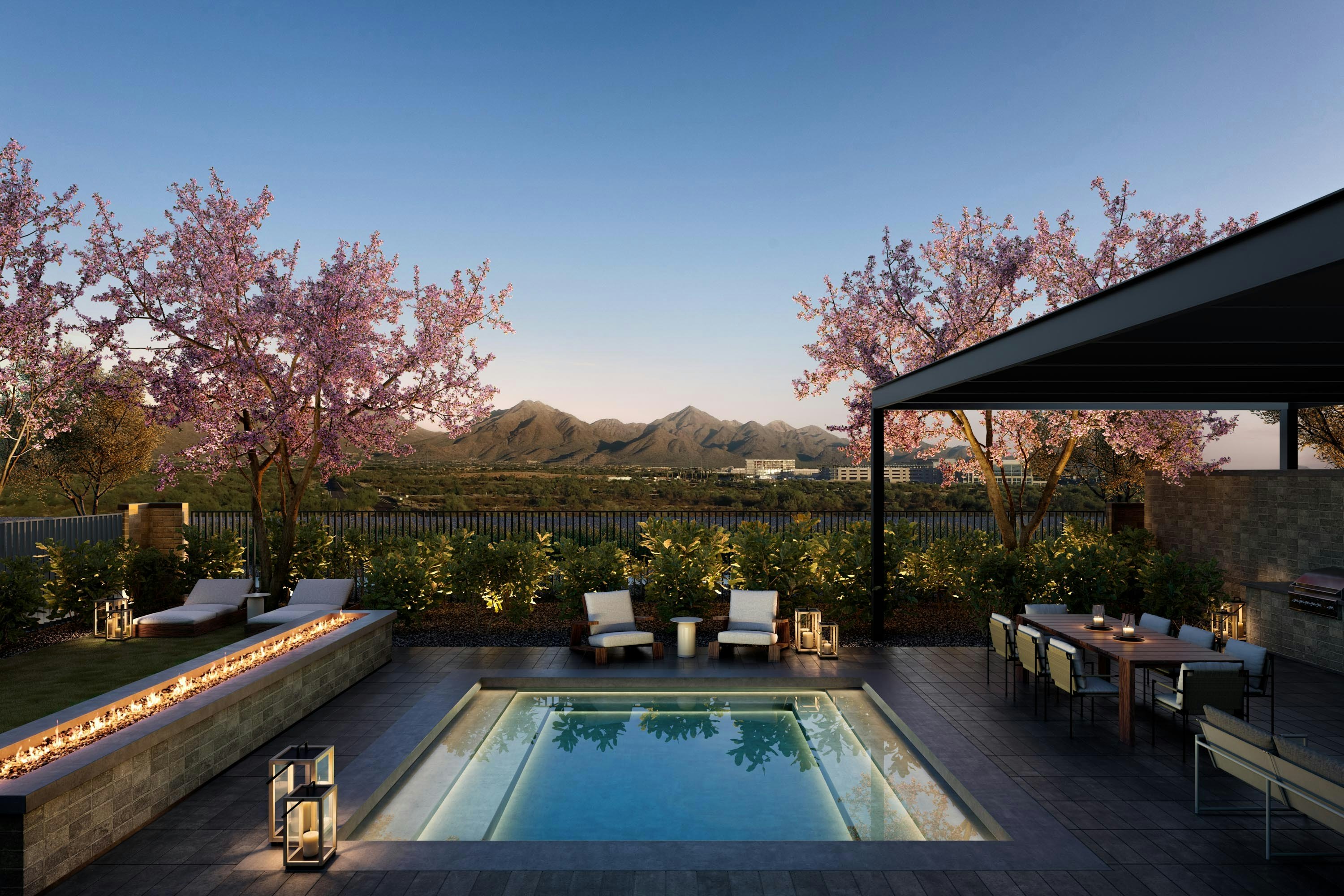 Poolside patio at a Scottsdale vacation rental managed by Sway