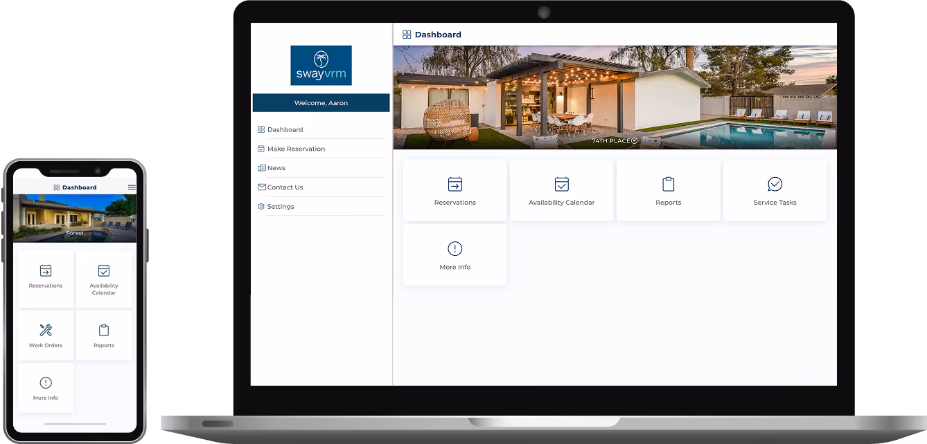 Sway owner portal showing reservations and availability calendar