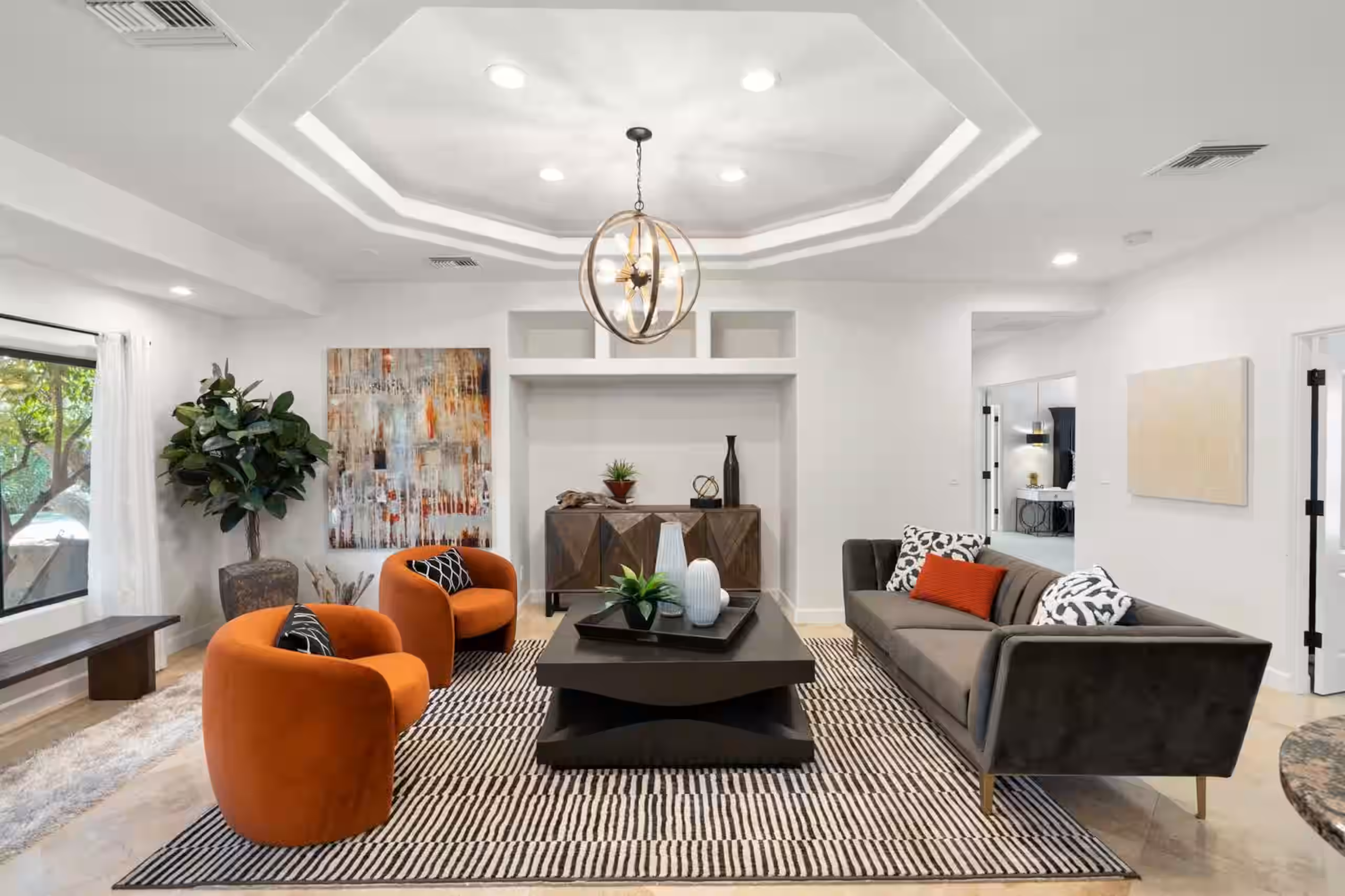 Open living area in a Scottsdale short-term rental managed by Sway