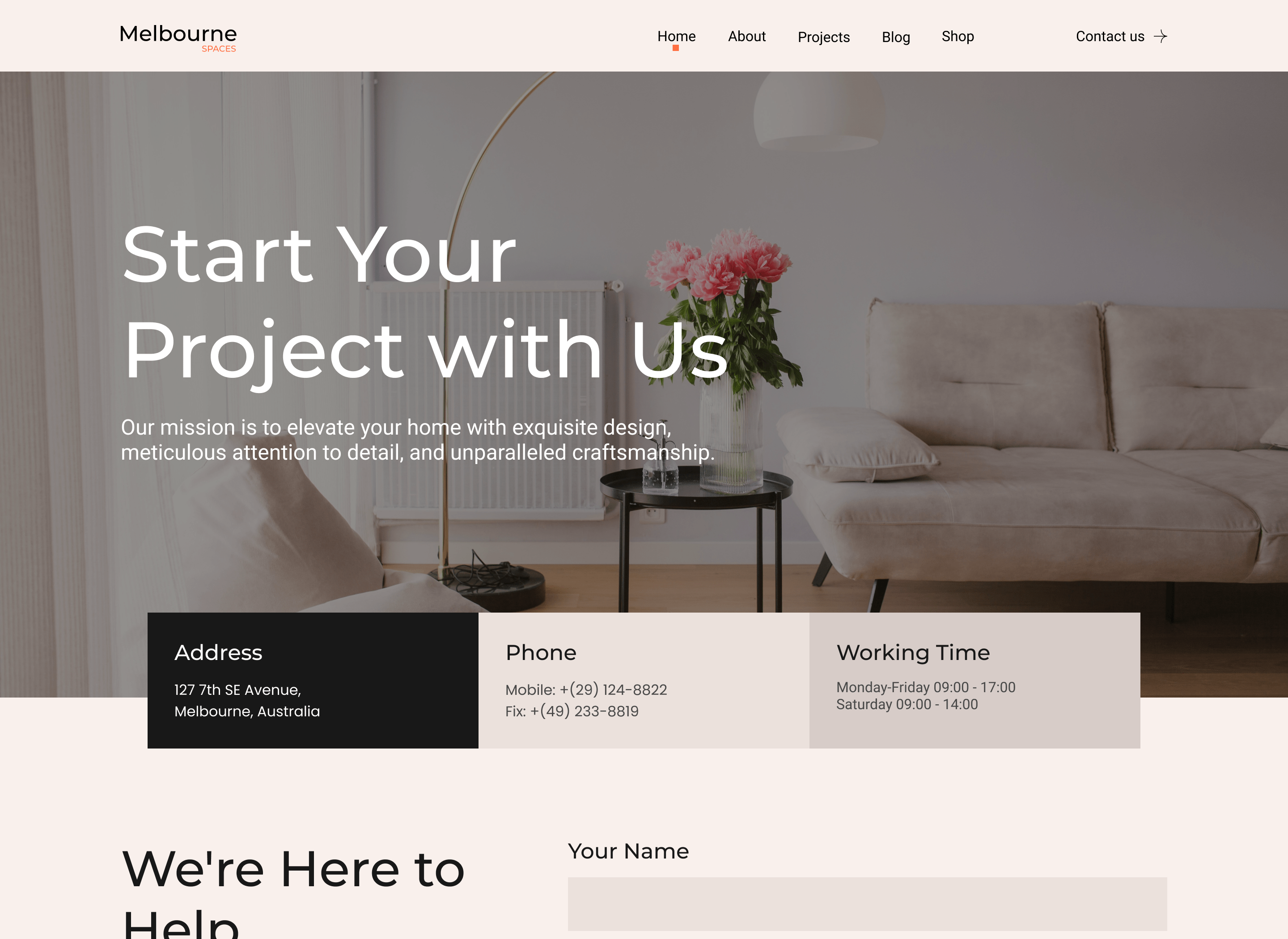 Interior Webflow Template Melbourne -Designed by Azwedo.com and Wedoflow.com