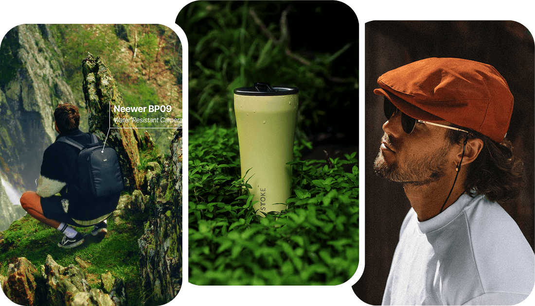 A collection of commercial product photographs.