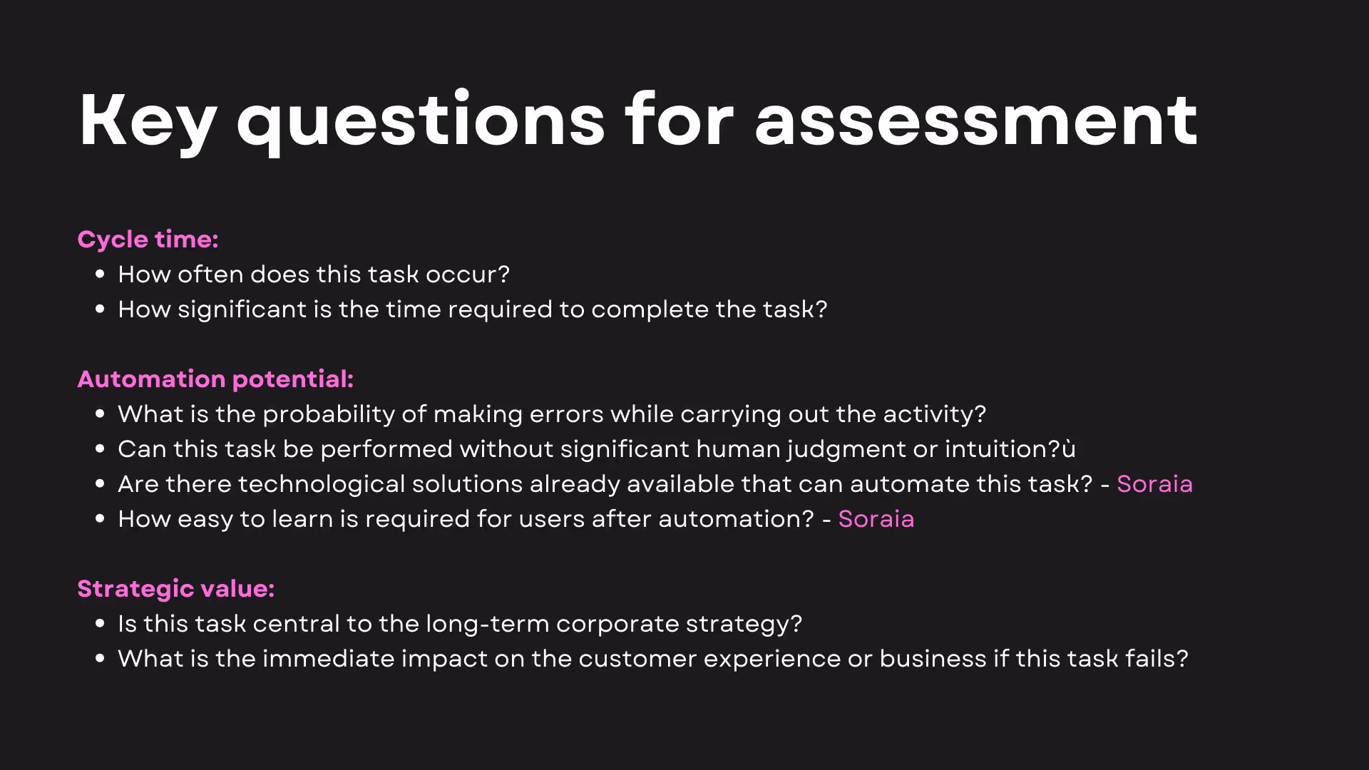 questions for assessment