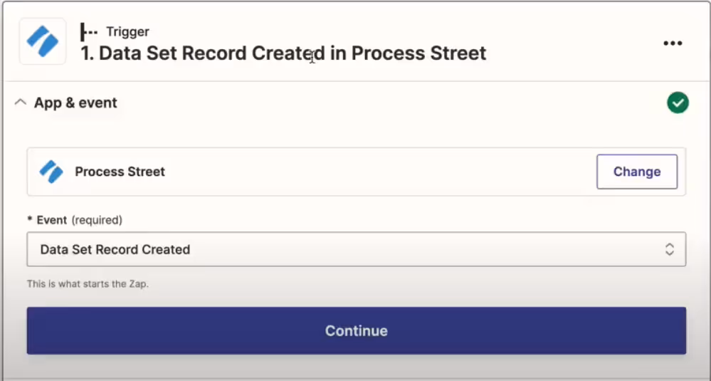 Data set record Created in Process Street