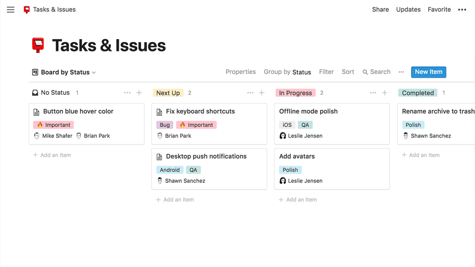 GIF Notion - Kanban table view