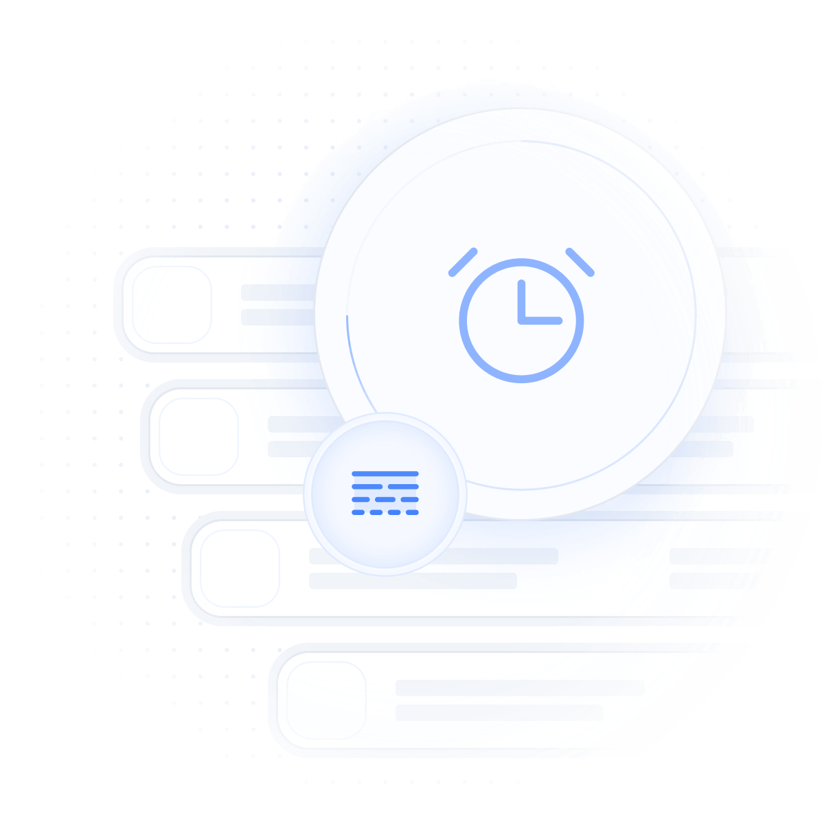 Illustration of a clock and list icons symbolising timetable optimisation and scheduling efficiency