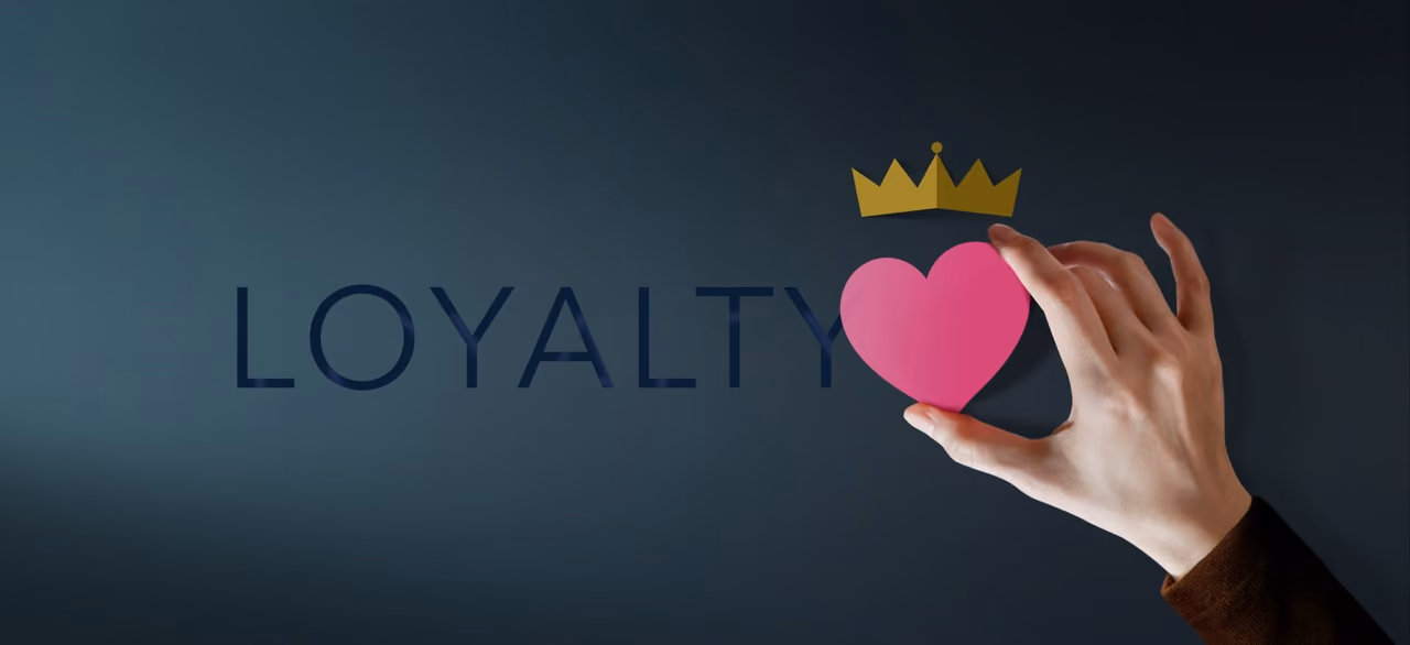 Customer loyalty concept showing happy repeat customers and rewards program