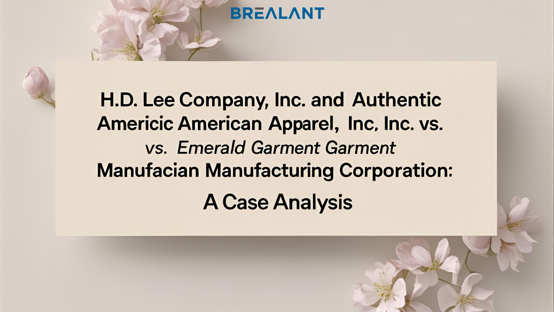 H.D. Lee Company, Inc. and Authentic American Apparel, Inc. vs. Emerald Garment Manufacturing Corporation: A Case Analysis