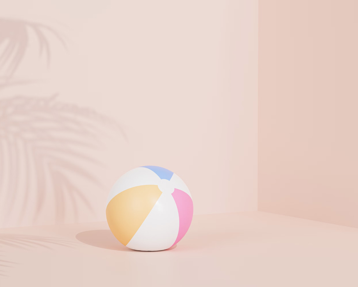 A beach ball sitting on top of a table.