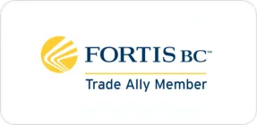 Fortis BC Trade Ally Member logo with yellow and blue design