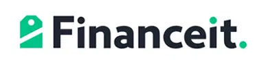 Financeit logo with green geometric icon and modern typography