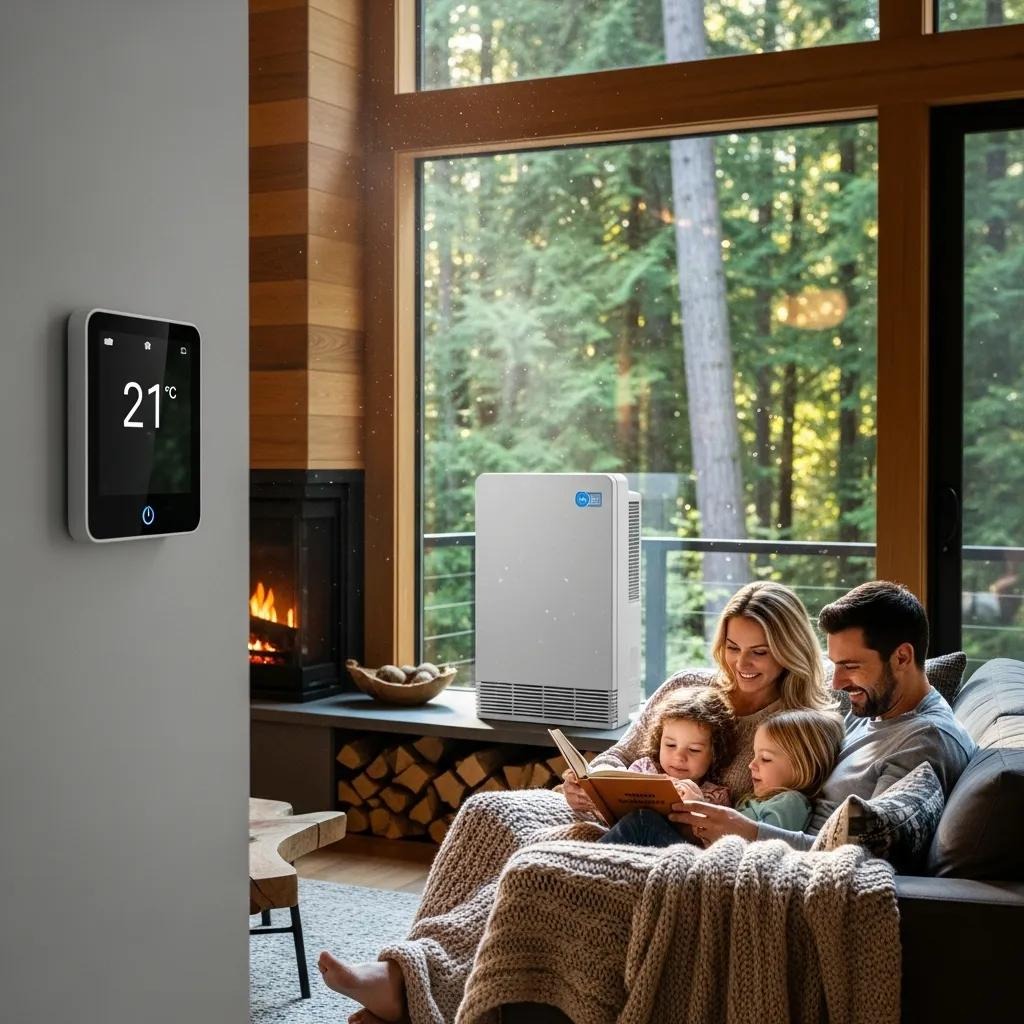 Modern BC home featuring energy-efficient HVAC systems like heat pumps and smart thermostats