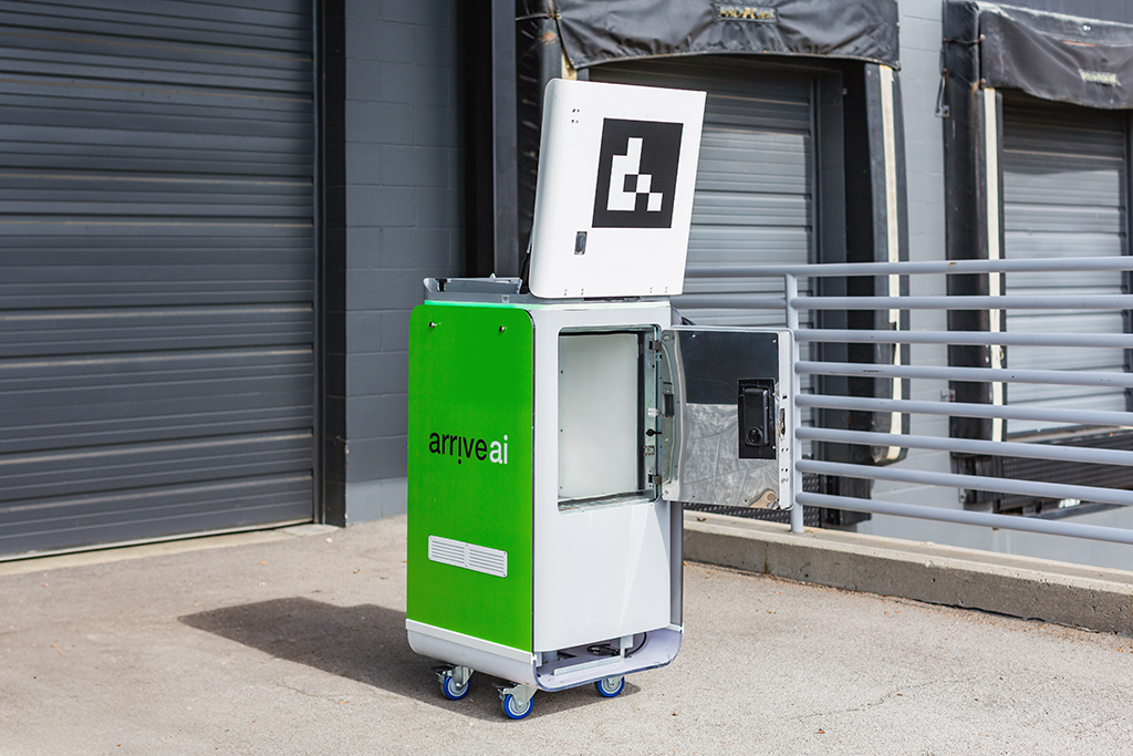 An open Arrive Point™ outside of a shipping dock