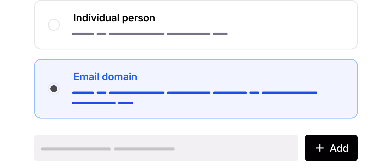 Add partners manually or give access based on corporate domain.