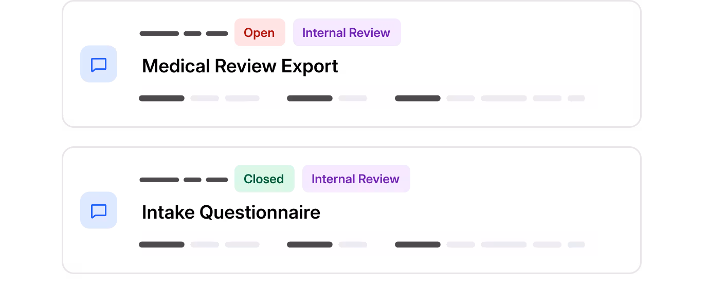 Resolve missing documents and data with smart workflows triggered by intake rules.