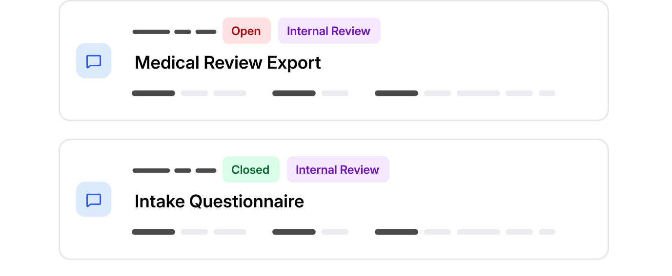 Resolve missing documents and data with smart workflows triggered by intake rules.
