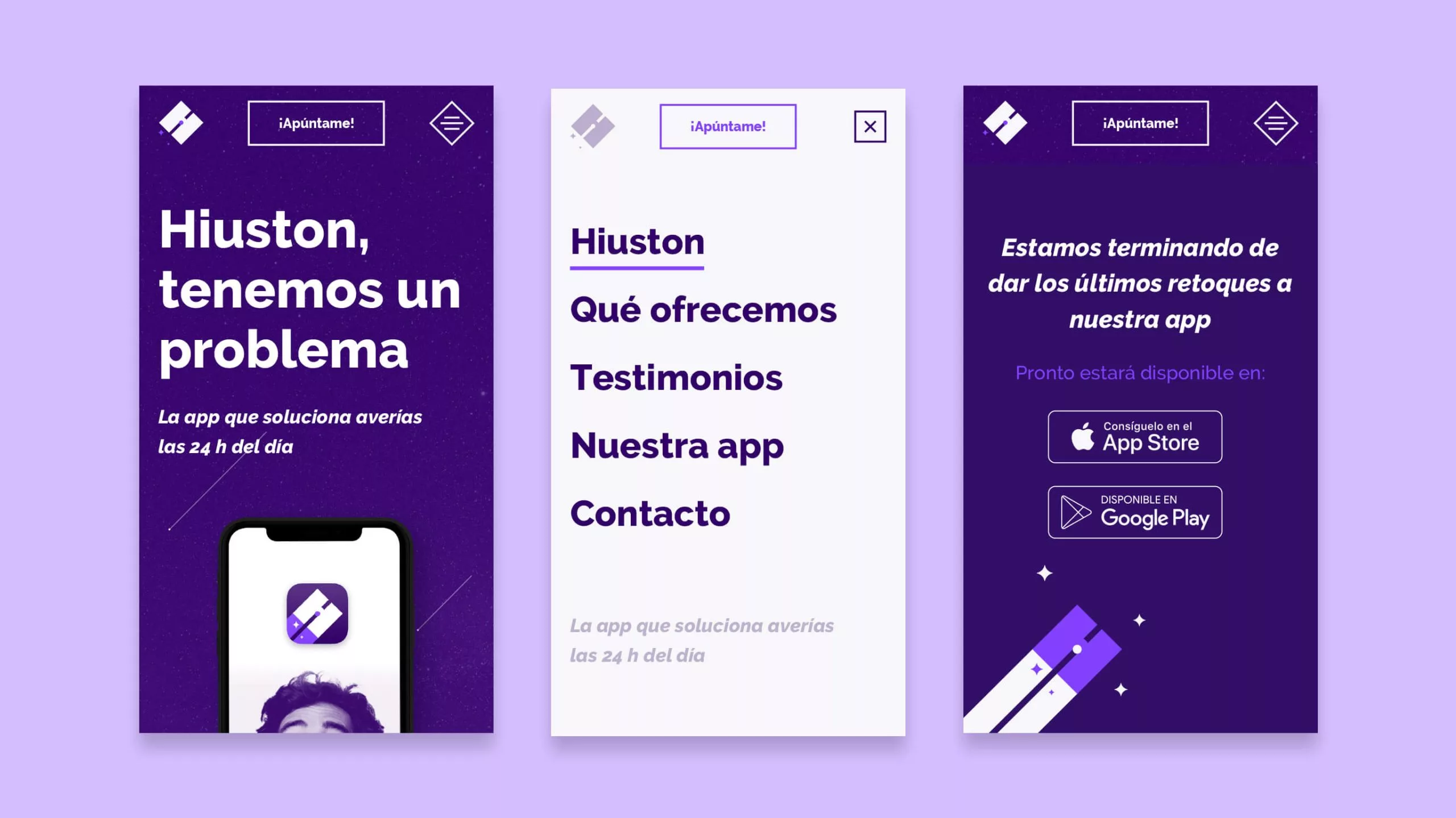 Muestra del diseño web en versión móvil