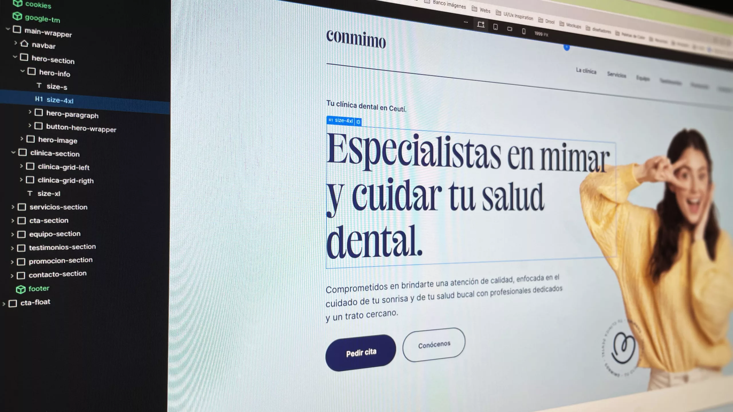 Captura de pantalla de un proyecto en Webflow