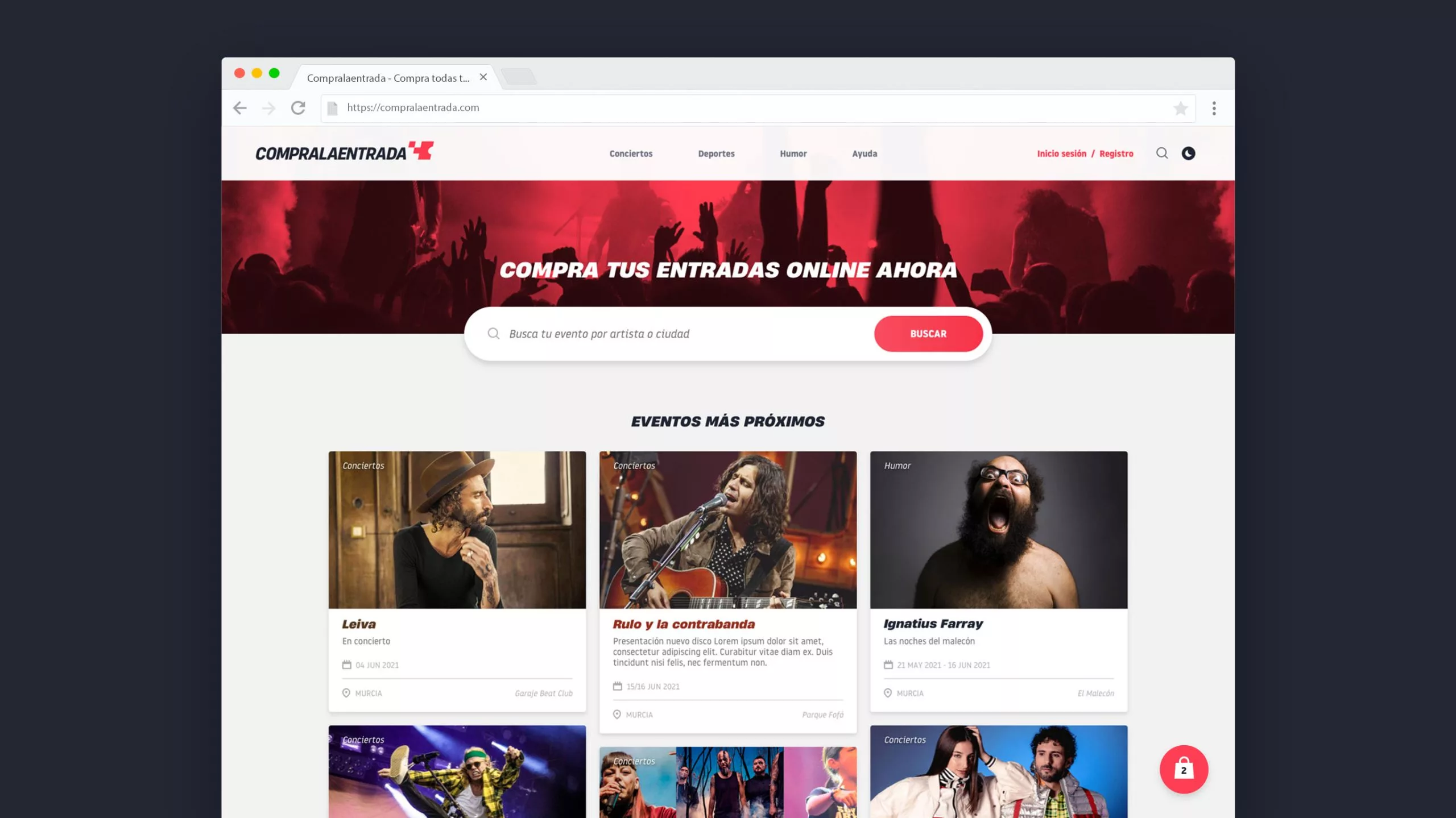 Diseño web de Compralaentrada