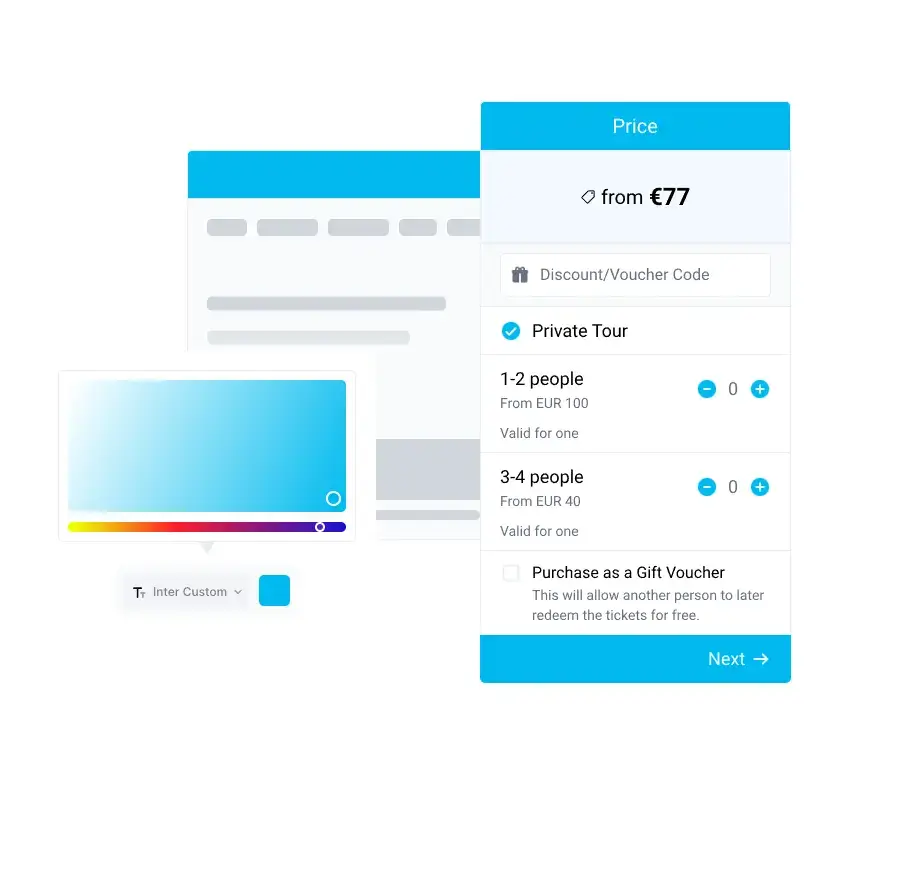 customizable booking widget that's fast and easy to integrate with your website