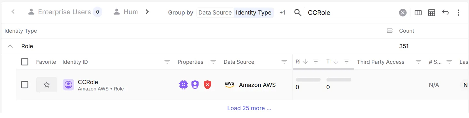 Exaforce dashboard showing AWS role “CCRole” detected with zero third-party access
