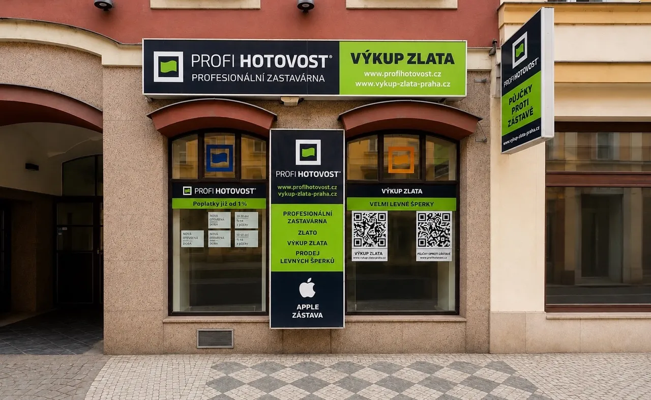 Výloha pobočky Výkup zlata Praha na adrese Sokolovská 126/40.