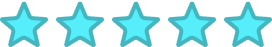 Six turquoise stars in a row representing a rating or ranking