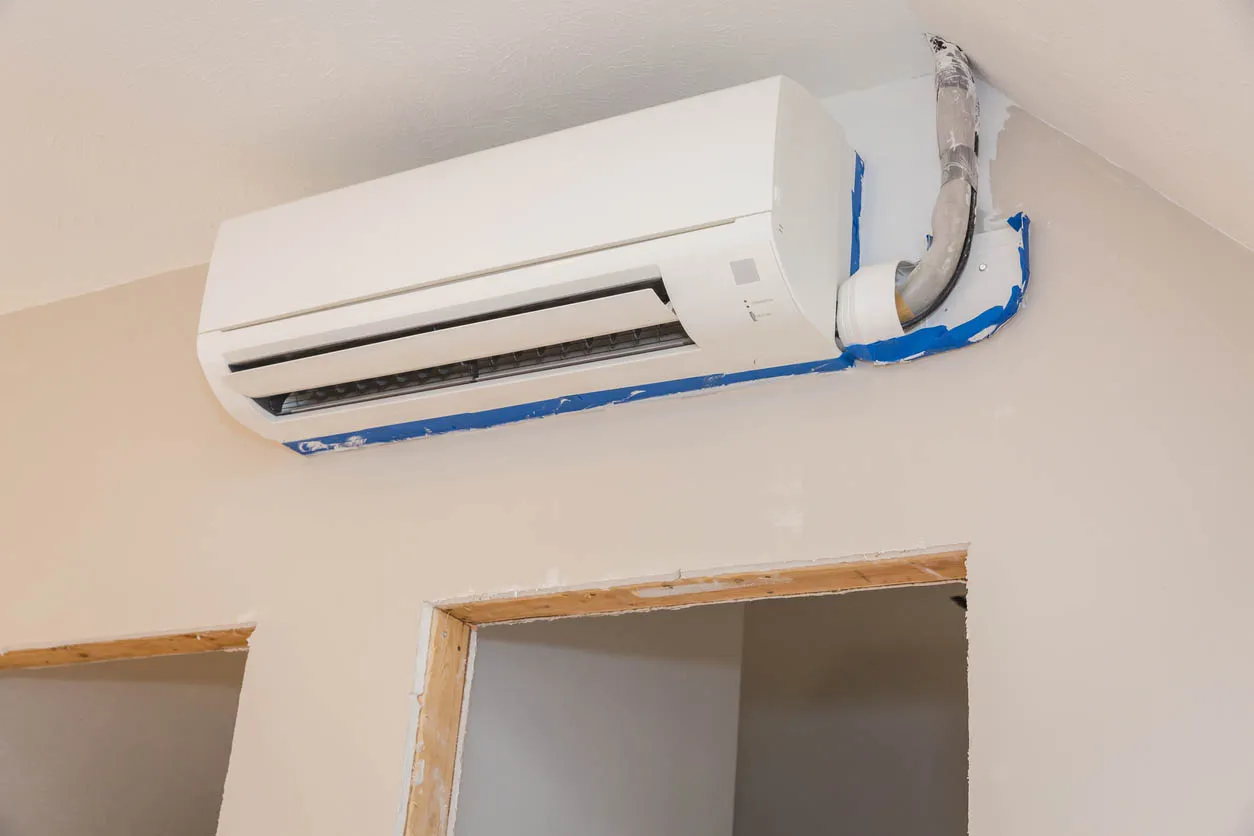 Mini-split air conditioning system showing indoor wall-mounted unit