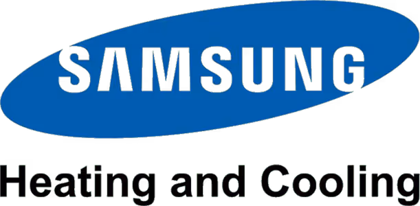 Samsung Heating and Cooling logo featuring a modern design with blue and white colors.