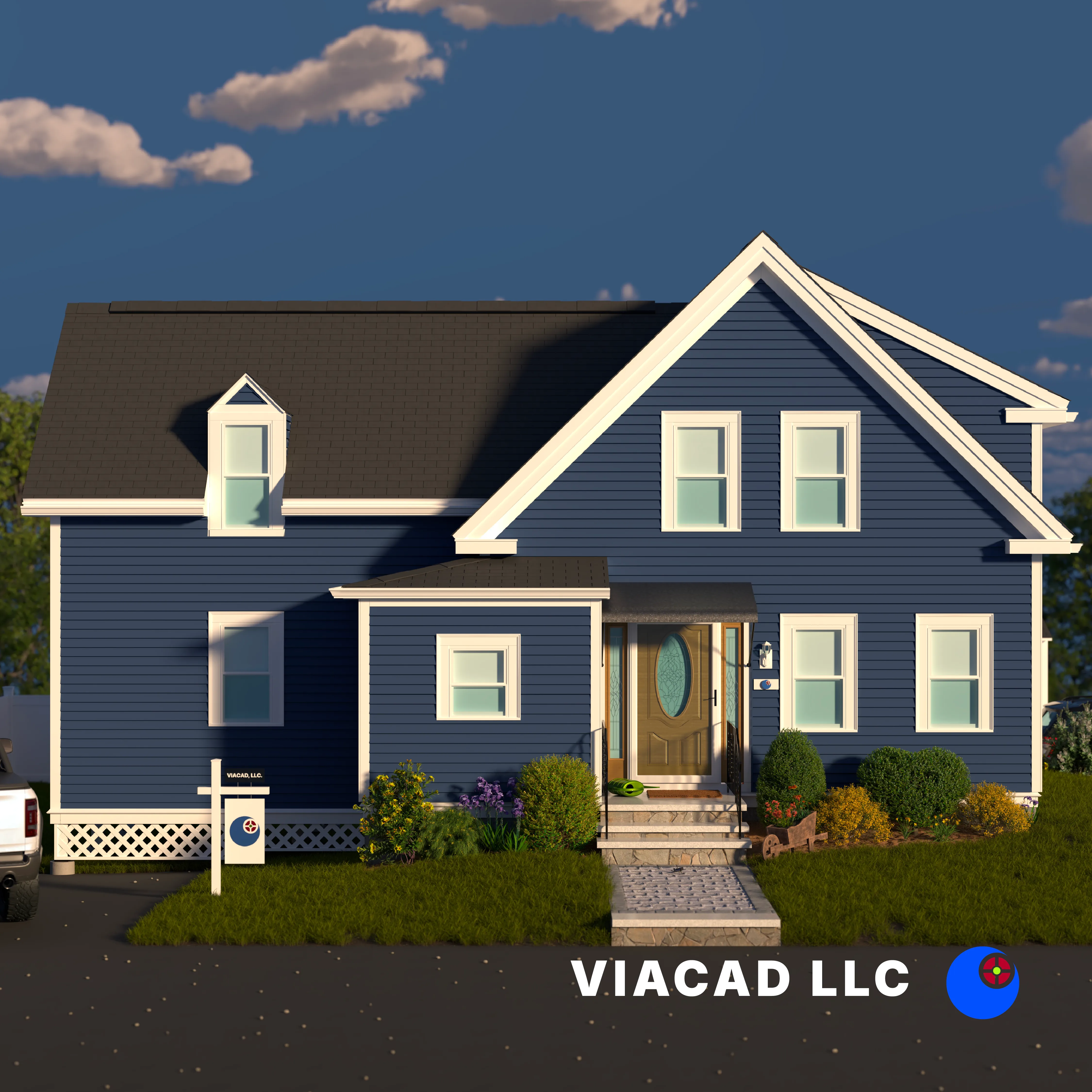 Proposed Front 3D Rendering of a Home Addition, Remodel & Renovation in Marlborough, Massachusetts by VIACAD, LLC