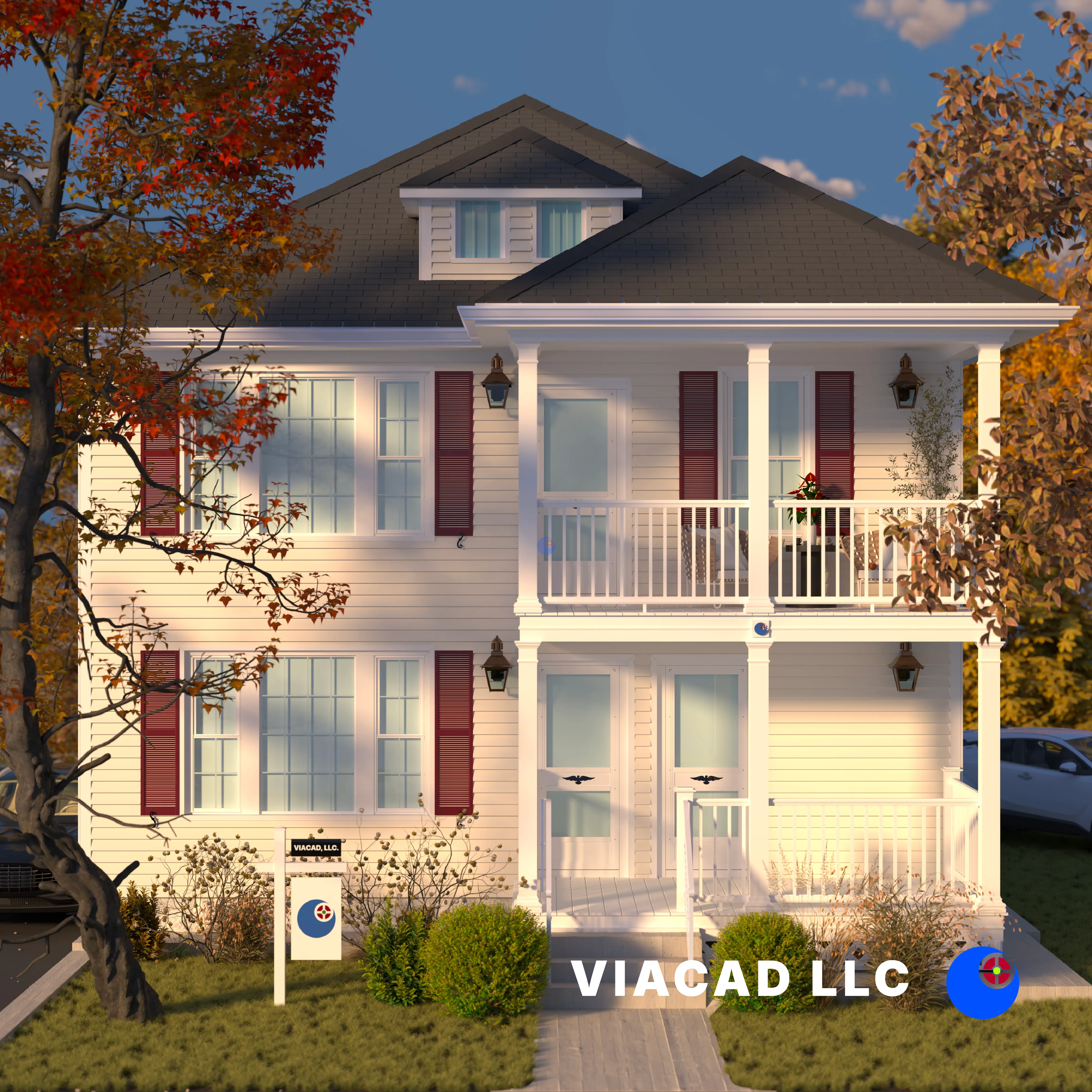 Proposed 3D Renderings of a front porch remodel in Woonsocket, Rhode Island by VIACAD, LLC