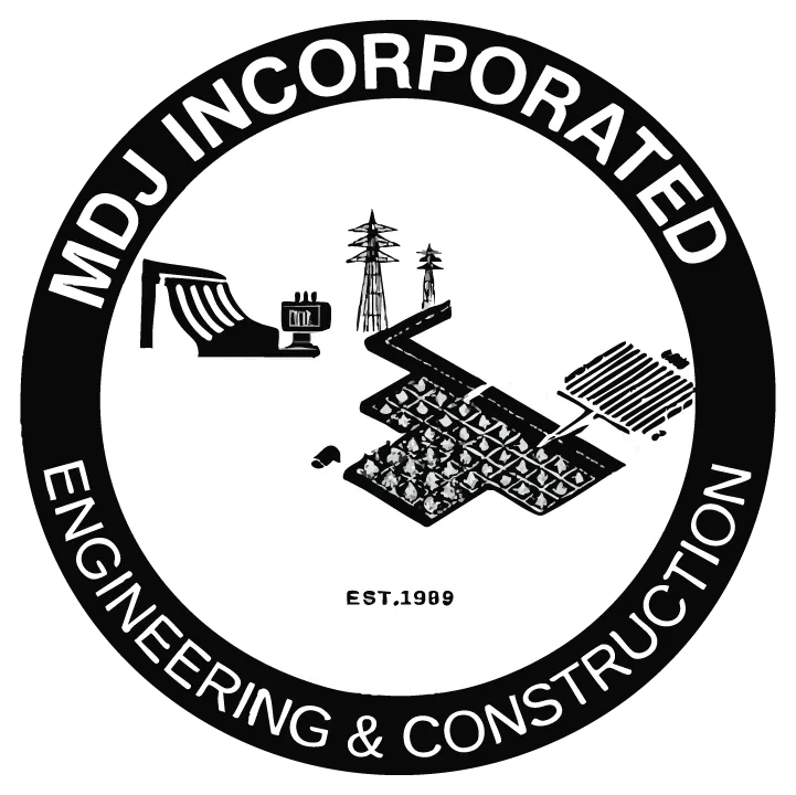 Logo of MDJ, INCORPORATED, an engineering and construction firm based in Lawrence, Massachusetts.